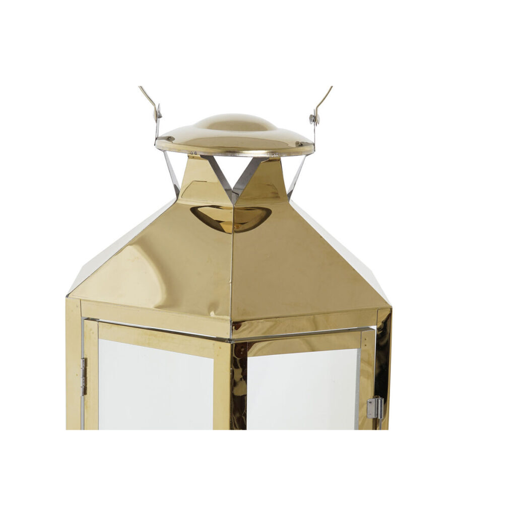Lanterne DKD Home Decor 24 x 21 x 46 cm Κρυστάλλινο Χρυσό Χάλυβας Ανατολικó