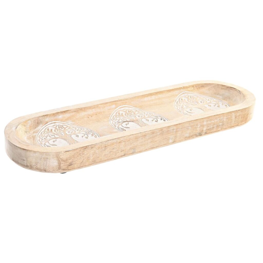 Κεντρικό Τραπεζιού DKD Home Decor Λευκό Καφέ Δέντρο Ινδός Μαρινάτος 46 x 13
