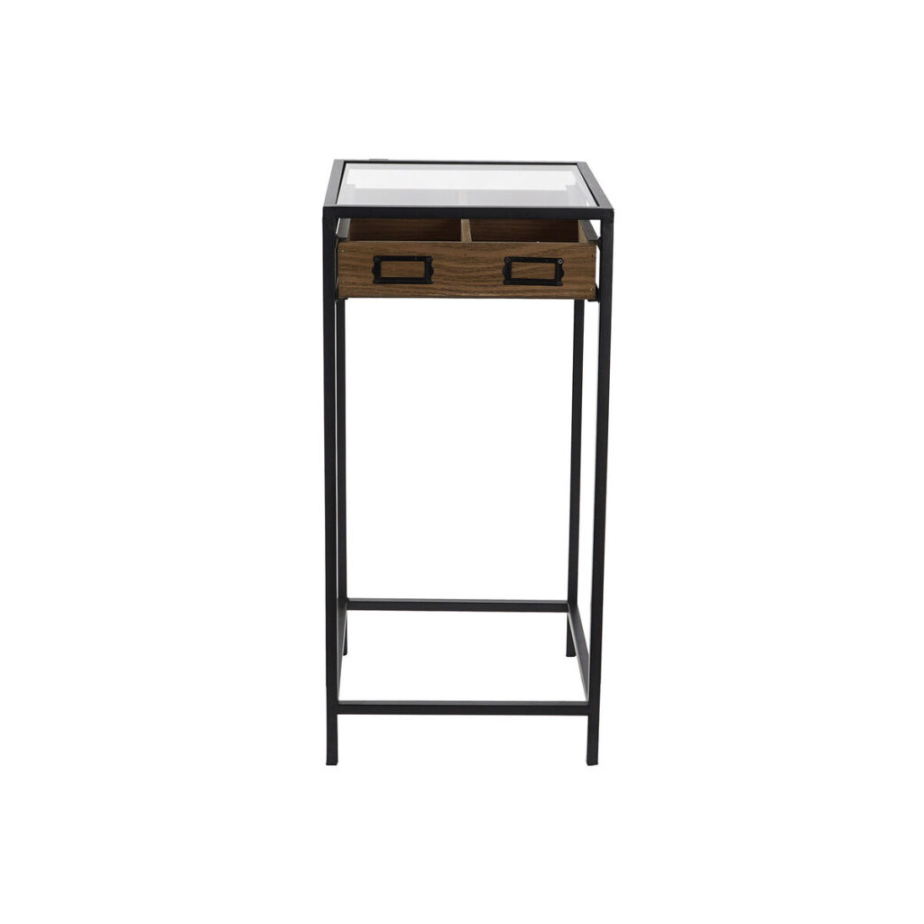 Βοηθητικό Τραπέζι DKD Home Decor Καφέ Μαύρο Μέταλλο Κρυστάλλινο Ξύλο MDF 30 x 30 x 65 cm