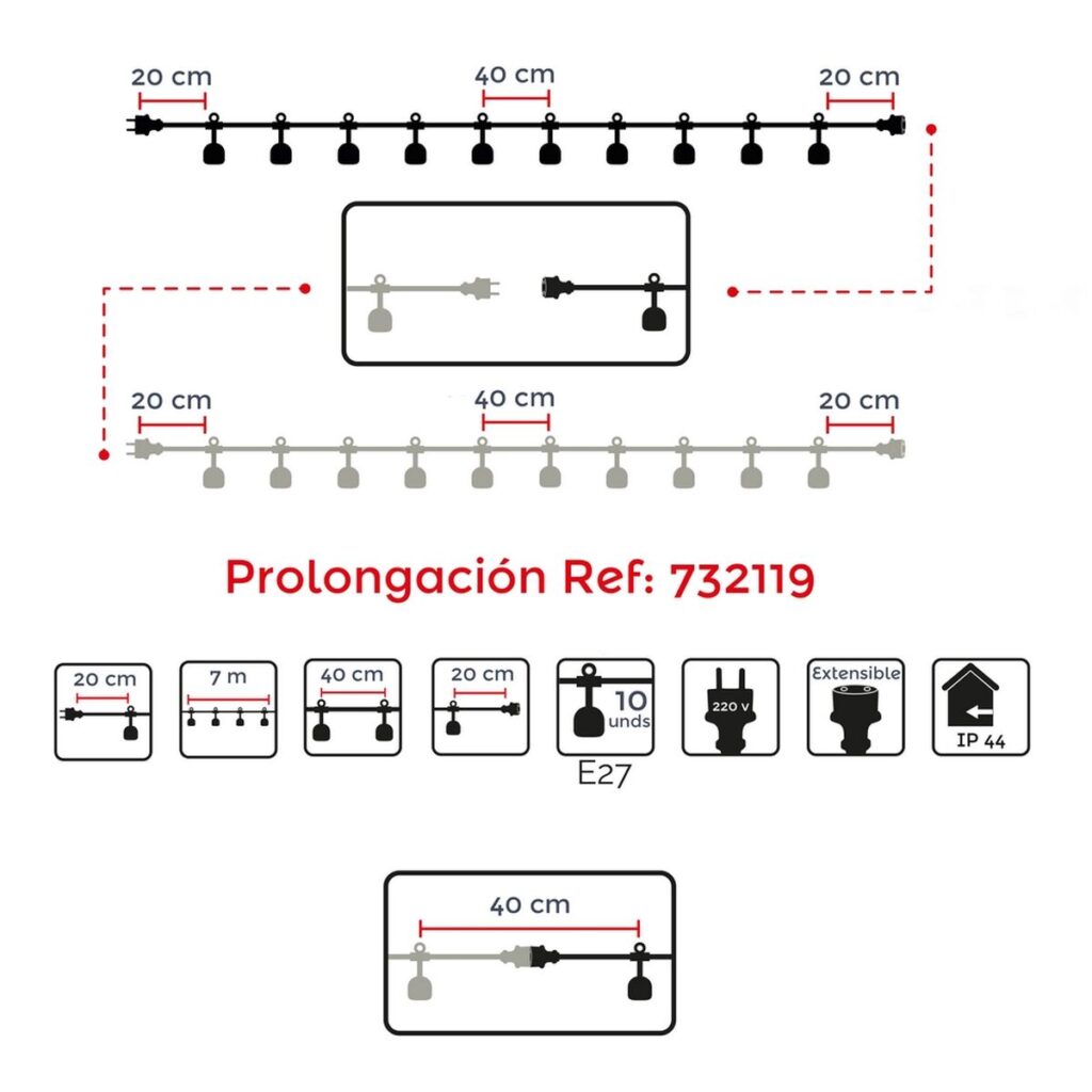 Γιρλάντα Φωτισμού LED Cottage E27 22 x 18 x 12 cm