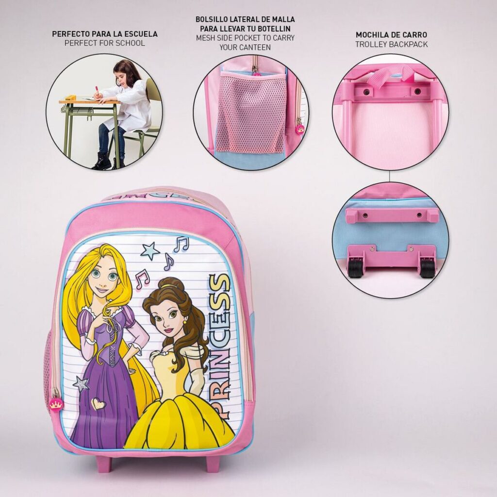 Σχολική Τσάντα με Ρόδες Princesses Disney Ροζ 31 x 14 x 41 cm