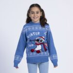 Unisex Μπλούζα Ζέρσεϊ Stitch Παιδικά Χριστουγεννιάτικο στεφάνι Μπλε