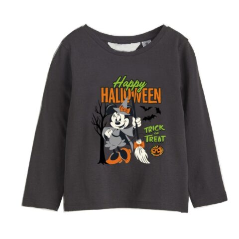 Παιδικό Μακρυμάνικο Μπλουζάκι Minnie Mouse Halloween Σκούρο γκρίζο