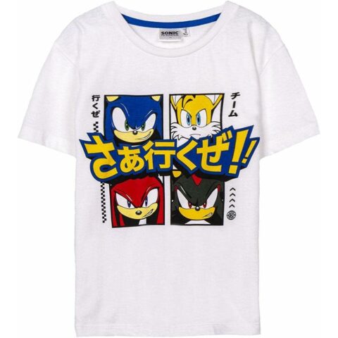 Παιδικό Μπλούζα με Κοντό Μανίκι Sonic Λευκό