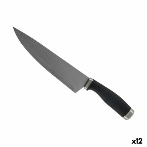 Μαχαίρι Κουζίνας 5 x 2 x 33 cm Ασημί Μαύρο Ανοξείδωτο ατσάλι Πλαστική ύλη (12 Μονάδες)