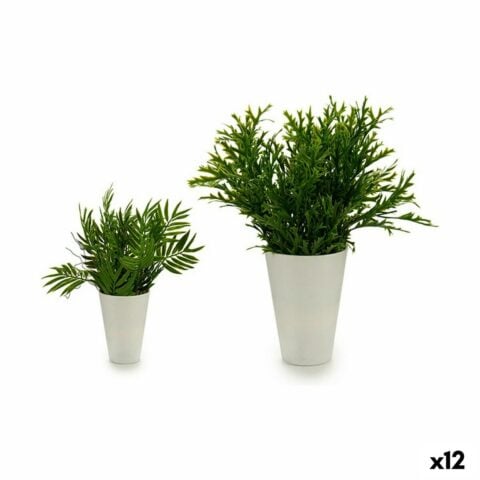 Διακοσμητικό Φυτό Πλαστική ύλη 13 x 25 x 13 cm Λευκό Πράσινο (12 Μονάδες)