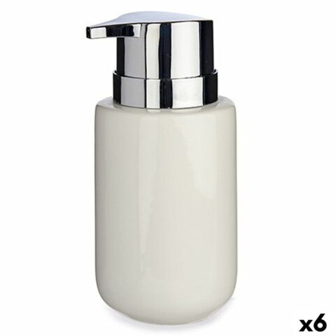 Διανομέας Σαπουνιού Λευκό Ασημί Μέταλλο Κεραμικά 300 ml (x6)