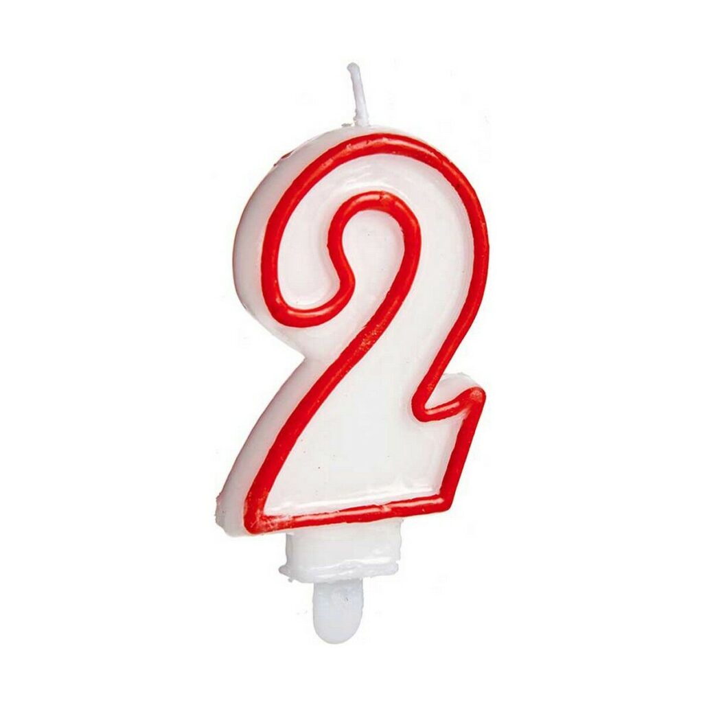 Κερί Γενέθλια Αριθμοί 2 Κόκκινο Λευκό (12 Μονάδες)