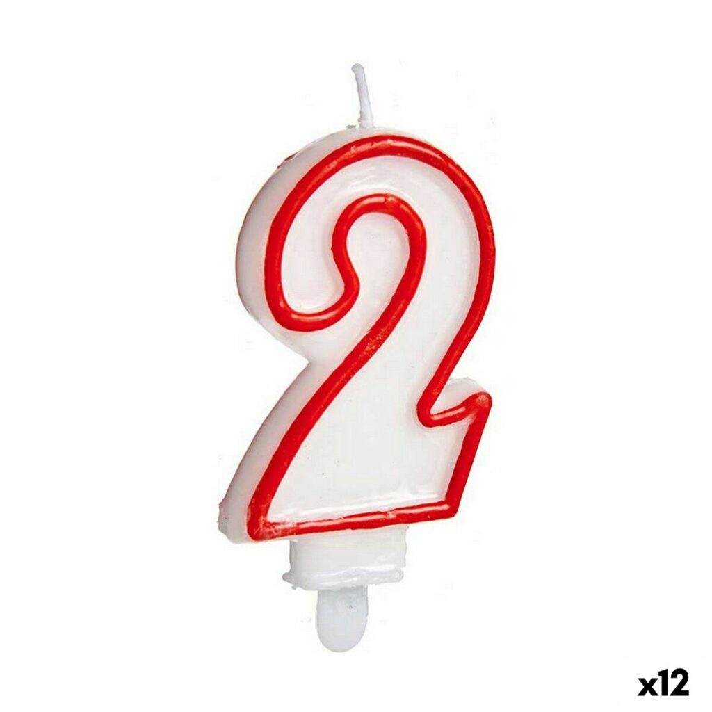 Κερί Γενέθλια Αριθμοί 2 Κόκκινο Λευκό (12 Μονάδες)