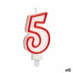 Κερί Γενέθλια Αριθμοί 5 Κόκκινο Λευκό (12 Μονάδες)