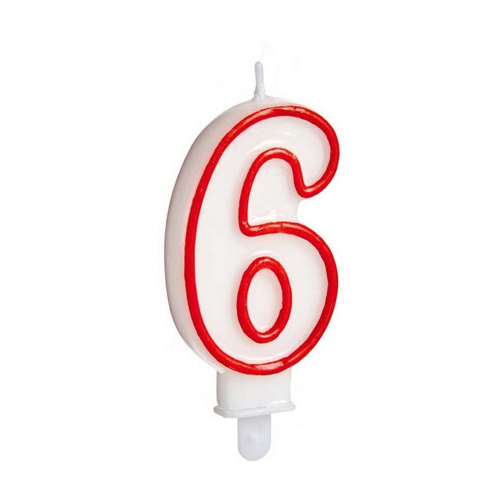 Κερί Γενέθλια Αριθμοί 6 Κόκκινο Λευκό (12 Μονάδες)