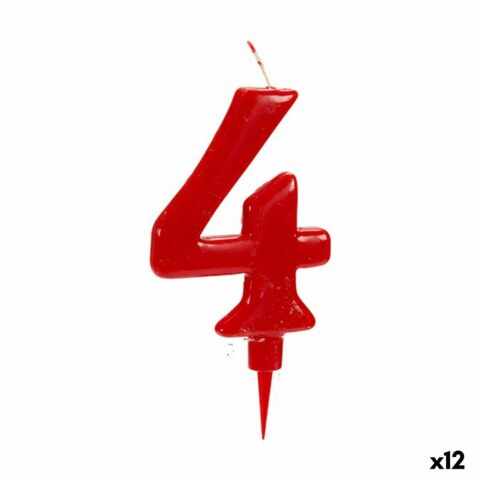 Κερί Κόκκινο Γενέθλια Αριθμοί 4 (12 Μονάδες)