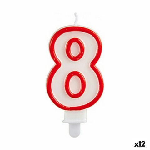 Κερί Γενέθλια Αριθμοί 8 Κόκκινο Λευκό (12 Μονάδες)