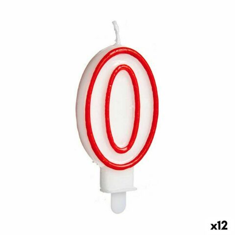 Κερί Κόκκινο Λευκό Γενέθλια Αριθμοί 0 (12 Μονάδες)