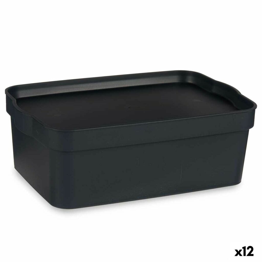 Κουτί αποθήκευσης με Καπάκι Ανθρακί Πλαστική ύλη 6 L 21 x 11 x 32 cm (12 Μονάδες)