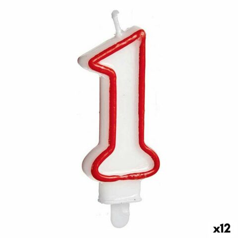Κερί Γενέθλια Αριθμοί 1 Κόκκινο Λευκό (12 Μονάδες)