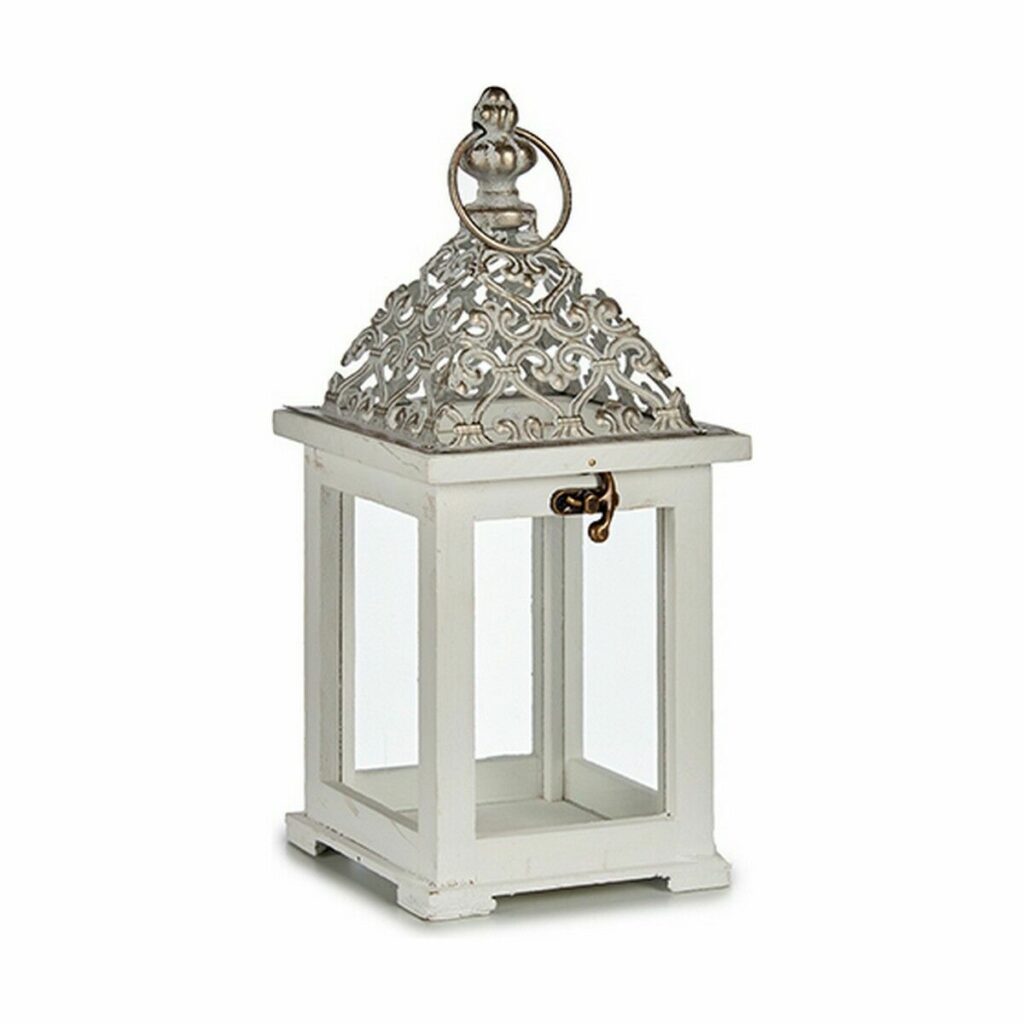 Lanterne Λευκό Ασημί Ξύλο Μέταλλο 13 x 29 x 13 cm (x6)