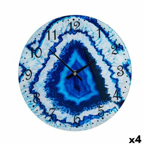 Ρολόι Τοίχου Μάρμαρο Μπλε Κρυστάλλινο 30 x 4 x 30 cm (4 Μονάδες)