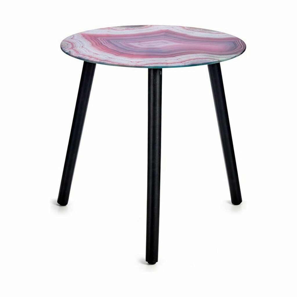 Βοηθητικό Τραπέζι Μάρμαρο Μαύρο Ροζ Κρυστάλλινο 40 x 41