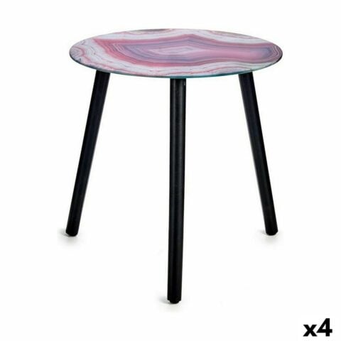 Βοηθητικό Τραπέζι Μάρμαρο Μαύρο Ροζ Κρυστάλλινο 40 x 41