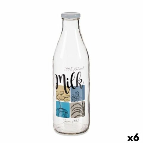 Γυάλινο Mπουκάλι Διαφανές Μέταλλο Γυαλί 1 L (x6)