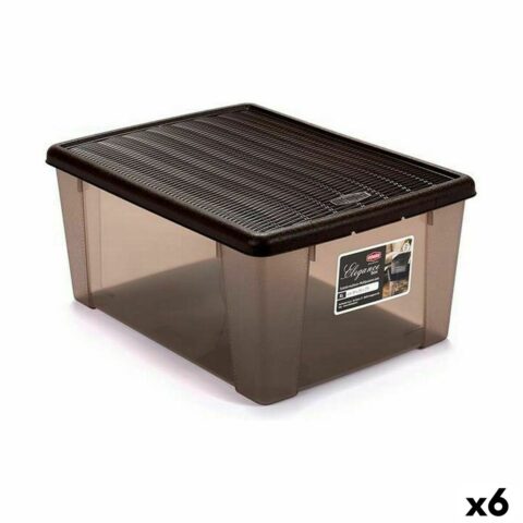 Κουτί αποθήκευσης με Καπάκι Stefanplast Elegance Καφέ Πλαστική ύλη 15 L 29 x 17 x 39 cm (x6)