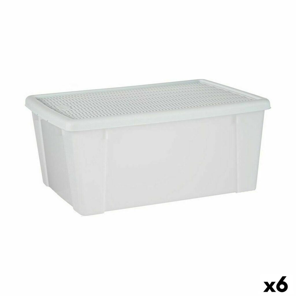 Κουτί αποθήκευσης με Καπάκι Stefanplast Elegance Λευκό Πλαστική ύλη 29 x 17 x 39 cm (x6)