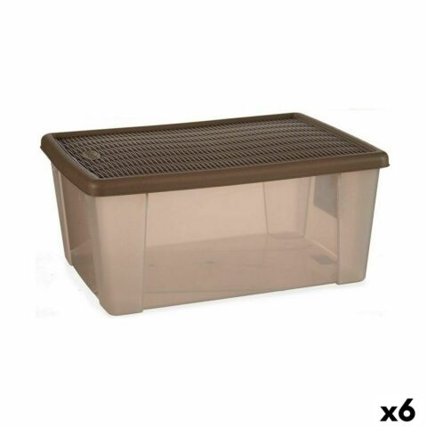 Κουτί αποθήκευσης με Καπάκι Stefanplast Elegance Καφέ Πλαστική ύλη 29 x 17 x 39 cm (x6)
