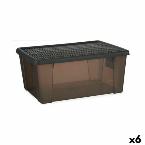 Κουτί αποθήκευσης με Καπάκι Stefanplast Elegance Γκρι Πλαστική ύλη 15 L 29 x 17 x 39 cm (x6)