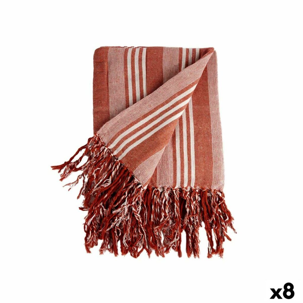 Πολλαπλών χρήσεων Foulard Ρίγες 235 x 205 cm Λευκό Κόκκινο (8 Μονάδες)