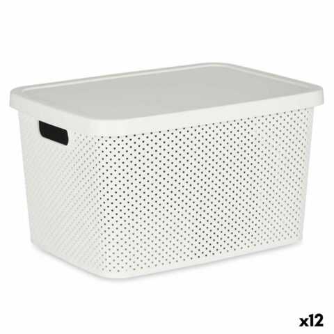 Κουτί αποθήκευσης με Καπάκι Λευκό Πλαστική ύλη 19 L 28 x 22 x 39 cm (12 Μονάδες)
