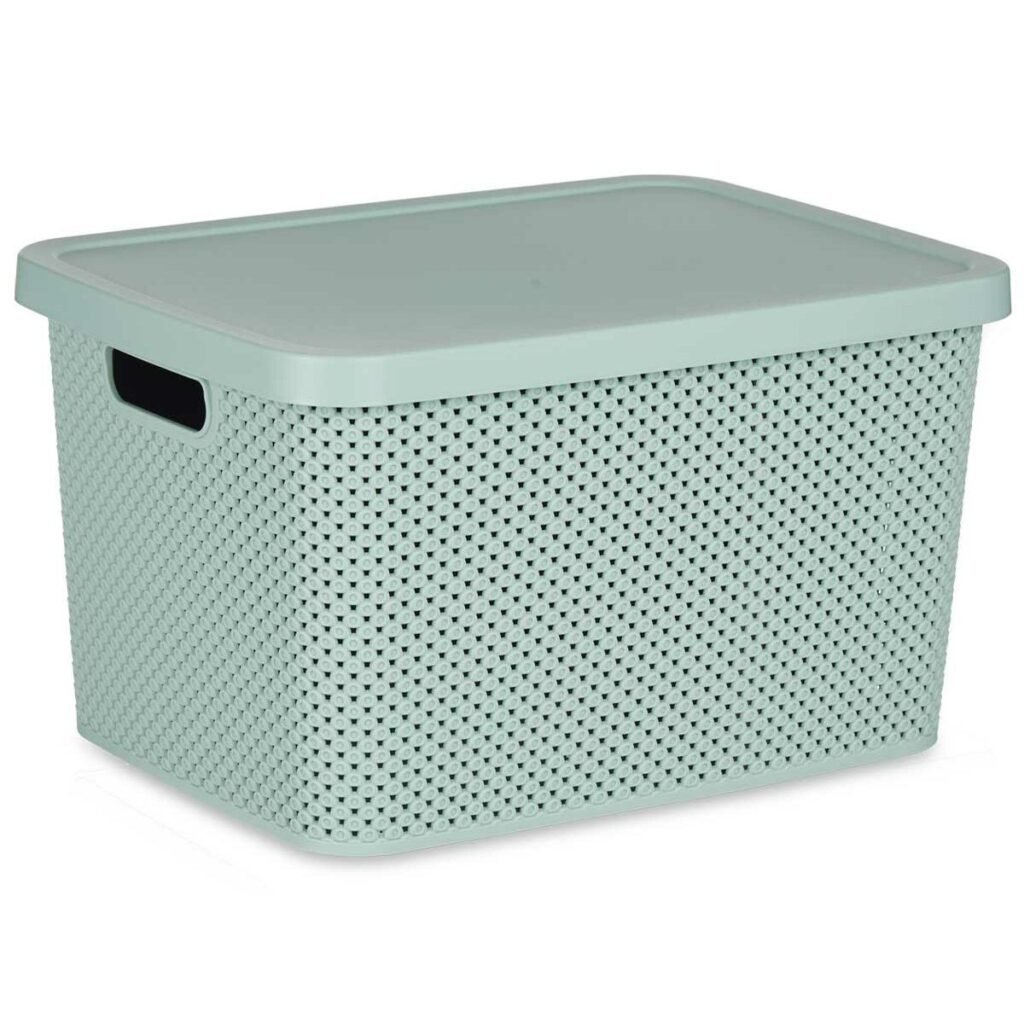 Κουτί αποθήκευσης με Καπάκι Πράσινο Πλαστική ύλη 19 L 28 x 22 x 39 cm (12 Μονάδες)