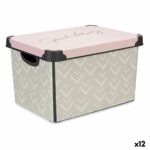 Κουτί αποθήκευσης με Καπάκι Vibes Βέλη Ροζ Πλαστική ύλη 17 L 28 x 22 x 37 cm (12 Μονάδες)
