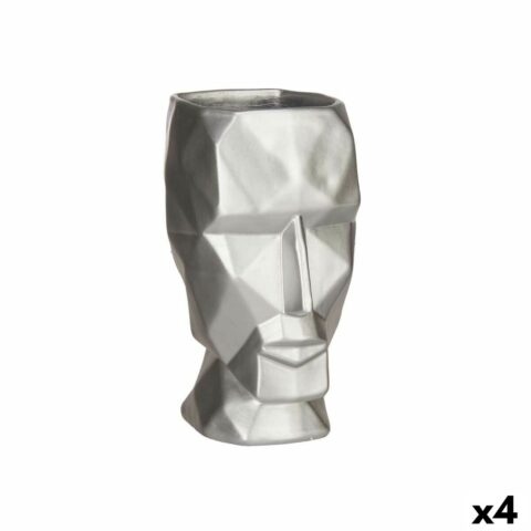 Βάζο 3D Πρόσωπο Ασημί Πολυρεσσίνη 12 x 24