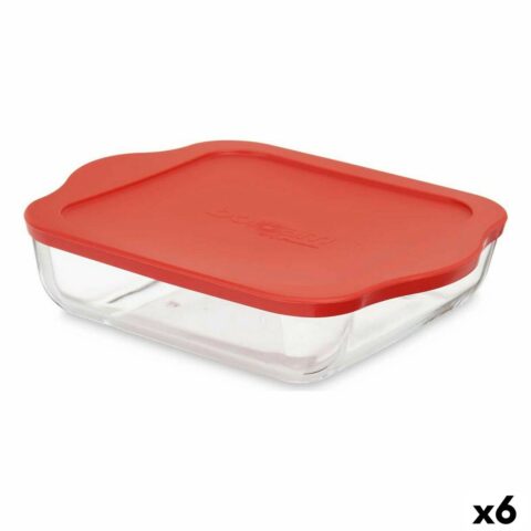 Κυτίο Γεύματος Borcam Κόκκινο Διαφανές Βοροπυριτικό γυαλί 2 L (x6)