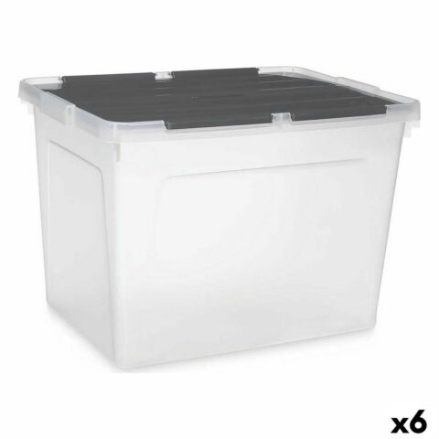 Κουτί αποθήκευσης με Καπάκι 48 L Διαφανές Ανθρακί (x6)