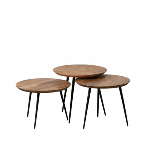 Σετ με 3 τραπέζια Ξύλο Μέταλλο Σίδερο ξύλο ακακίας 50 x 50 x 45 cm