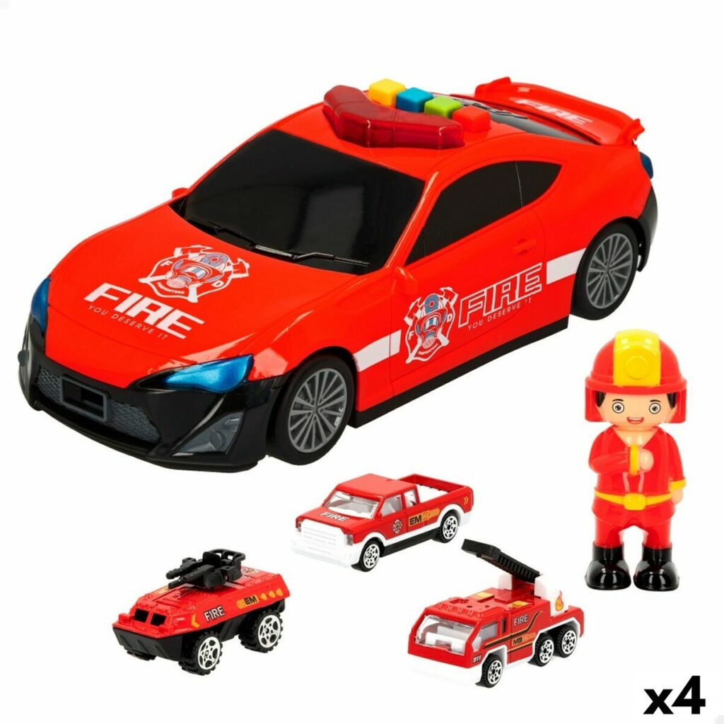 Playset Οχημάτων Speed & Go Πυροσβέστης Φως Ήχος 1:64 (4 Μονάδες)