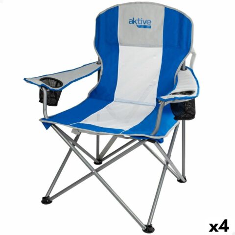Πτυσσόμενη καρέκλα για κάμπινγκ Aktive Μπλε Γκρι 57 x 97 x 60 cm (4 Μονάδες)