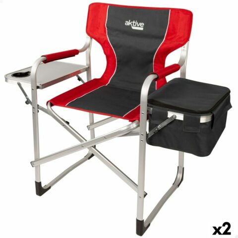 Πτυσσόμενη καρέκλα για κάμπινγκ Aktive Γκρι Κόκκινο 61 x 92 x 52 cm (x2)