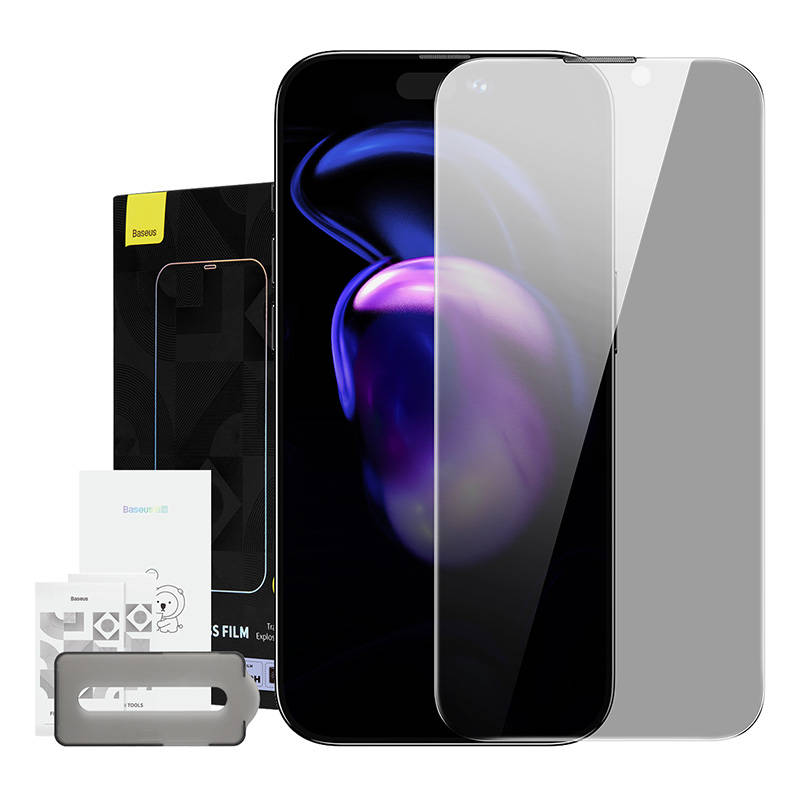 Baseus Crystal Tempered Glass Dust-proof with Privacy Filter 0.3mm for iPhone 14 Pro (1pc)