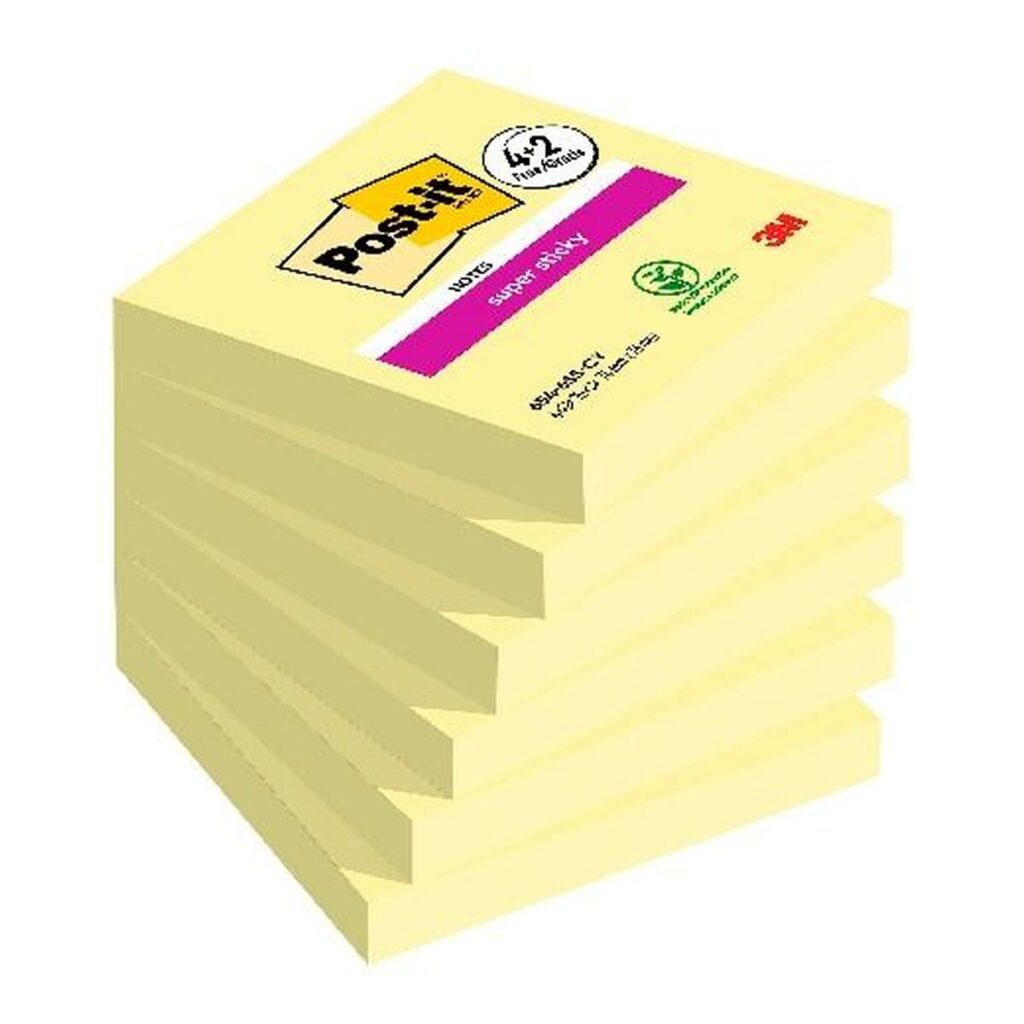 Συγκολλητικές Σημειώσεις Post-it Super Sticky 90 Φύλλα 76 x 76 mm Κίτρινο 6 Τεμάχια