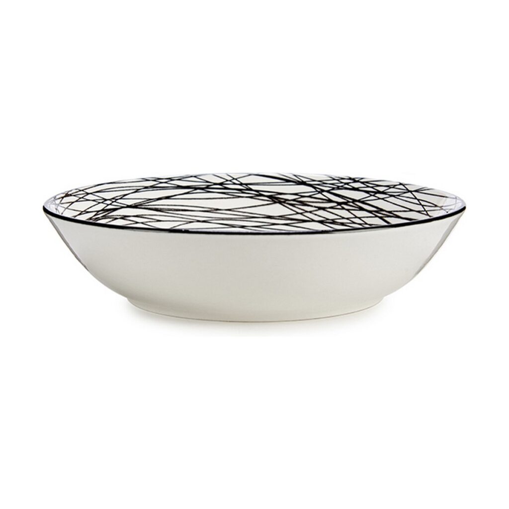 Βαθύ Πιάτο Ρίγες Μαύρο Λευκό Ø 20 cm Πορσελάνη (x6)