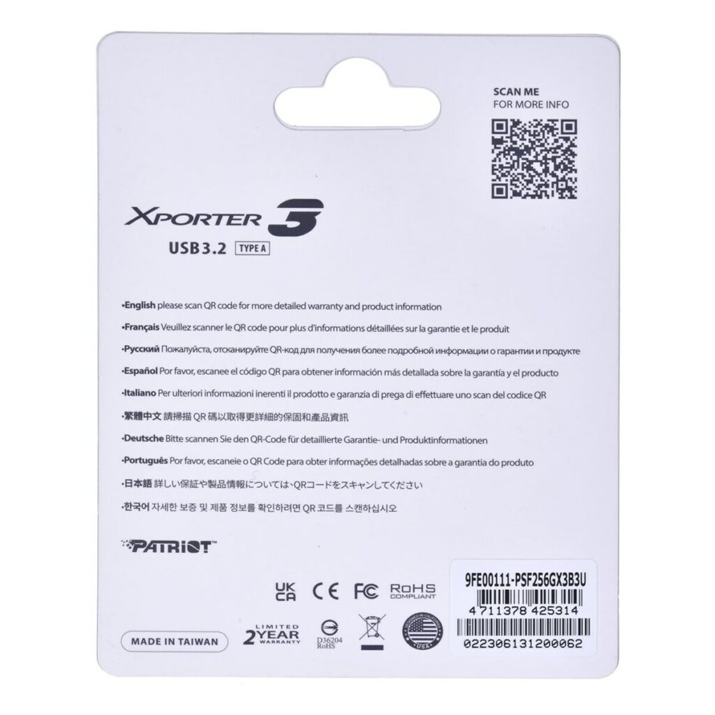 Στικάκι USB Patriot Memory Xporter 3 Μαύρο 256 GB