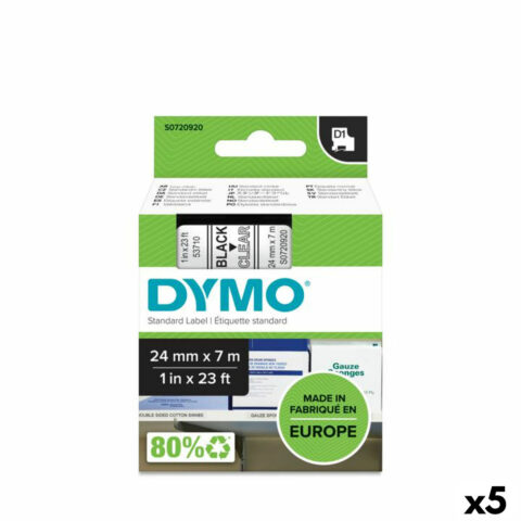 Θερμική ταινία μεταφοράς Dymo D1 53710 πολυεστέρας Διαφανές Μαύρο 24 mm (5 Μονάδες)