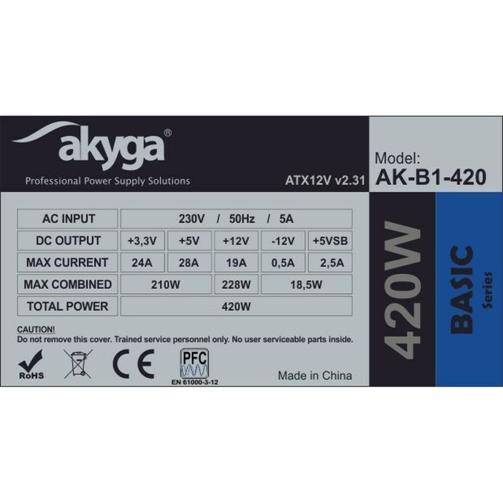 Τροφοδοσία Ρεύματος Akyga AK-B1-420 420 W ATX RoHS CE REACH
