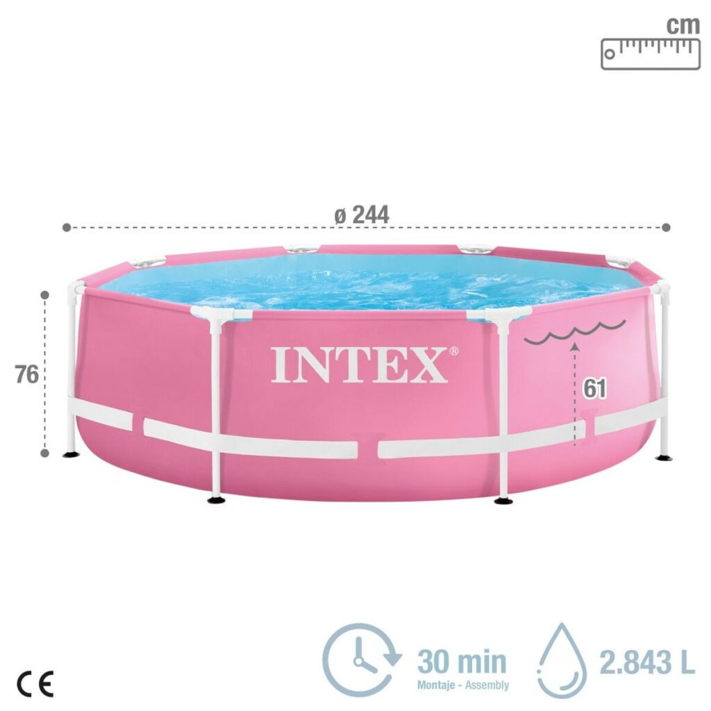 Πισίνα Αποσπώμενο Intex Metal Frame 28290NP Ροζ 244 x 74 x 244 cm