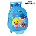 Σχολική Τσάντα 3D με Ρόδες 705 Baby Shark M020H Μπλε 27 x 32 x 10 cm