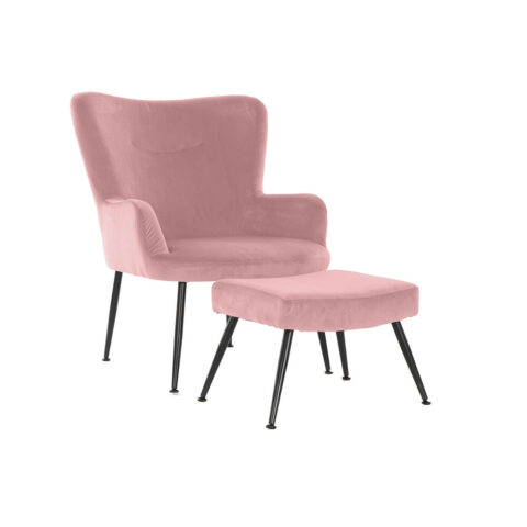 Πολυθρόνα DKD Home Decor S3023869 Μαύρο Ροζ Μέταλλο Πλαστική ύλη Βελούδο Σύγχρονη 70 x 60 x 84 cm