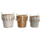 Σετ Καλαθιών DKD Home Decor Πολύχρωμο Διακοσμητική κανάτα Boho 49 x 45 x 54 cm